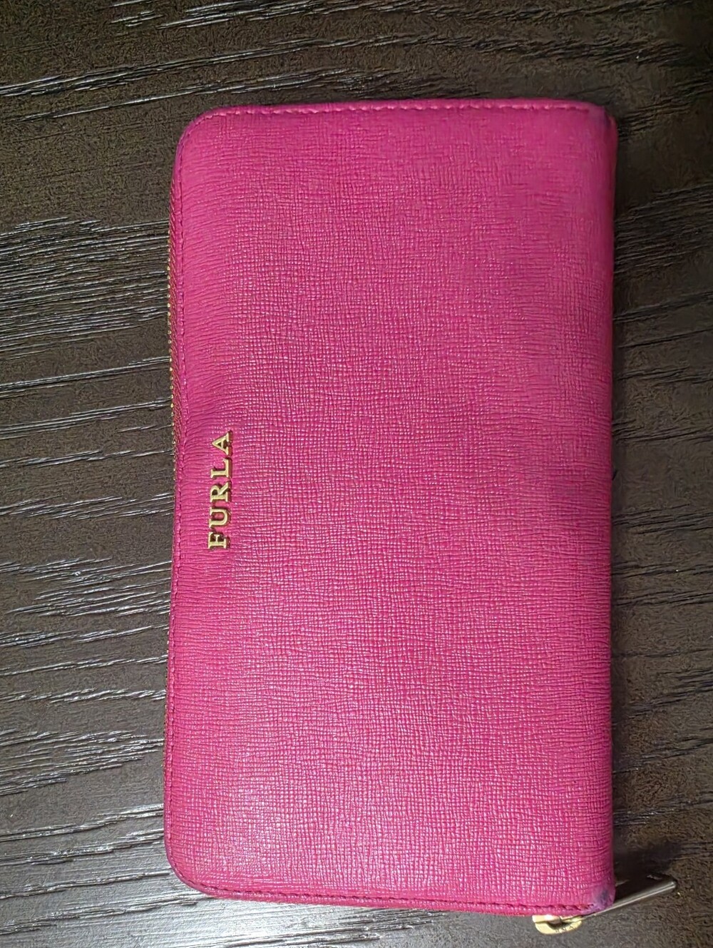 Furla Zip Around Wallet in Fuchsia with Gold Logo